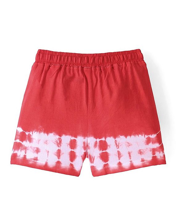 Pine Kids Cotton Sleeveless Top & Shorts Set Text & Floral Print - Orange & White