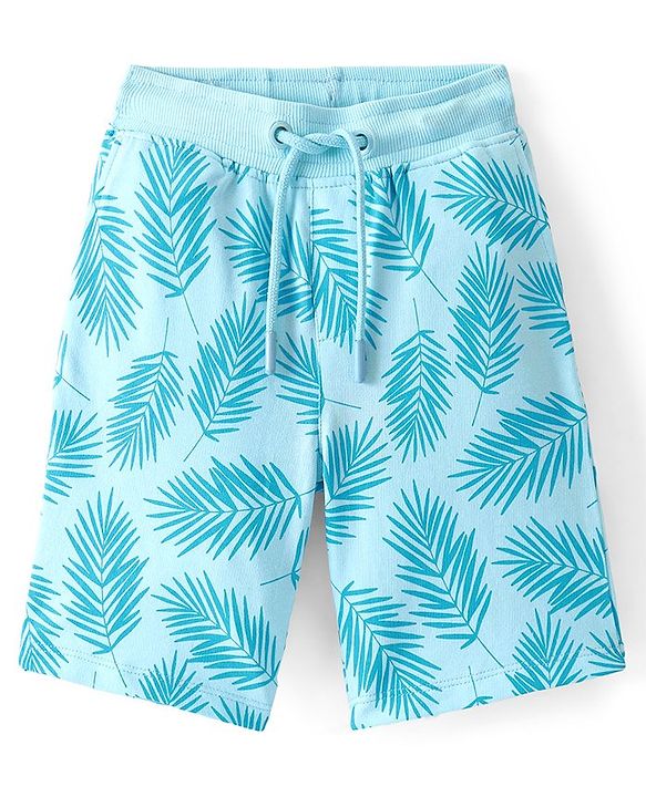 Pine Kids Cotton Above Knee Length Shorts - Spa Retreat Blue