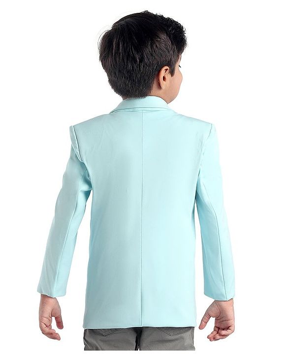 Babyhug Full Sleeves Party Wear Blazer with Graphic Printed T-Shirt - Mint Blue