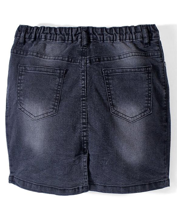 Pine Kids Denim Woven Washed Above Knee Length Skirt - Black
