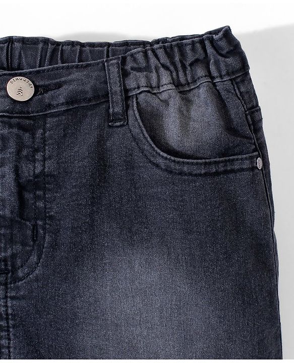 Pine Kids Denim Woven Washed Above Knee Length Skirt - Black