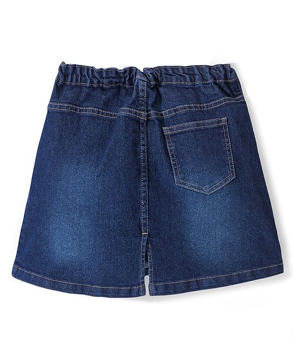 Pine Kids Denim Above Knee Length Washed Skirt - Navy Blue
