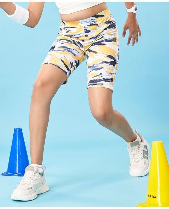 Pine Active Super Stretch Cycling Shorts Abstract Print-Yellow