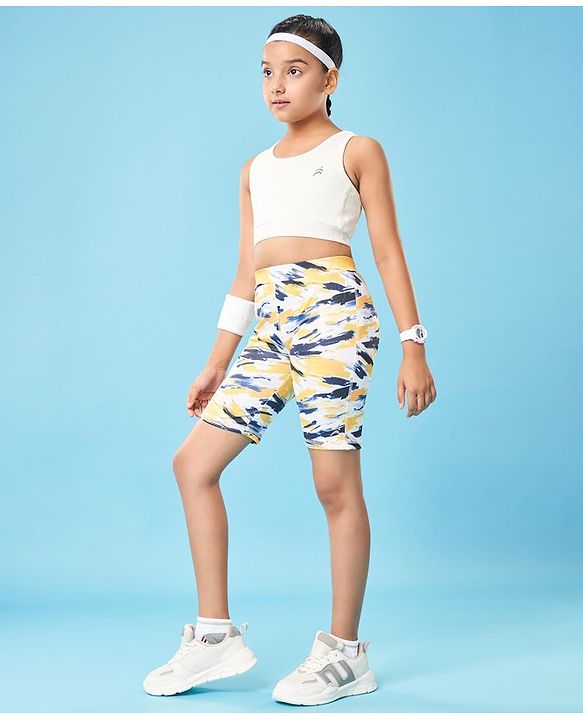 Pine Active Super Stretch Cycling Shorts Abstract Print-Yellow