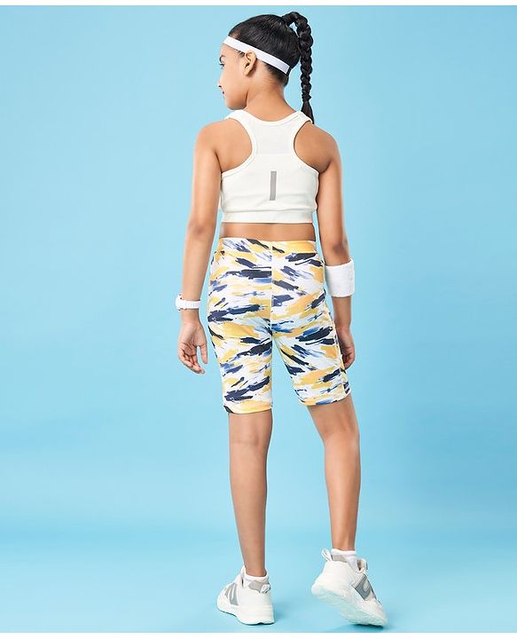 Pine Active Super Stretch Cycling Shorts Abstract Print-Yellow