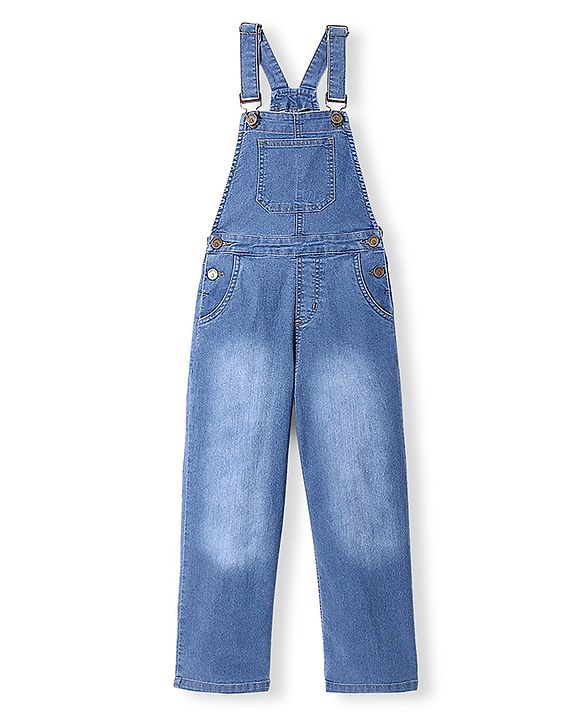 Pine Kids Sleeveless Washed Denim Dungaree - Ice Blue