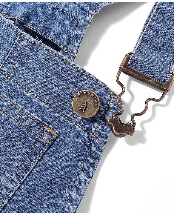 Pine Kids Sleeveless Washed Denim Dungaree - Ice Blue