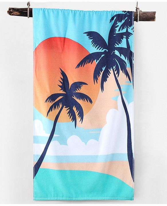 Pine Kids Cotton Bath Towel Beach Print - Multicolour