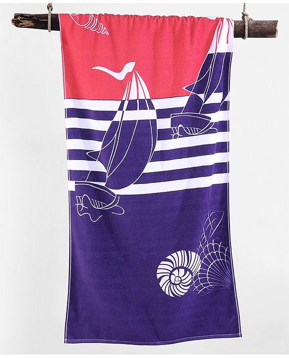 Pine Kids Cotton Woven Towel Boat  Print L 124.5 x B 61 cm - Multicolour