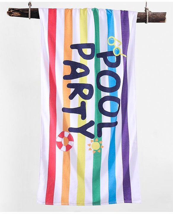 Pine Kids Cotton Woven Towel with Text Print L 124.5 x B 61 cm - Multicolour