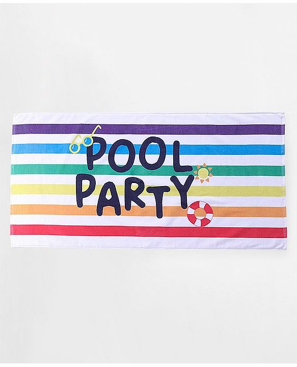 Pine Kids Cotton Woven Towel with Text Print L 124.5 x B 61 cm - Multicolour