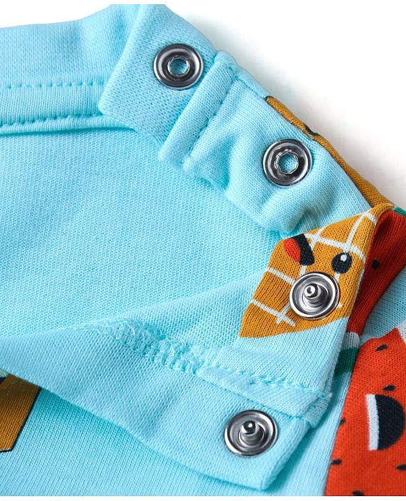 Babyhug Single Jersey Cotton Knit Half Sleeves Fruity Print Night Suit - Blue
