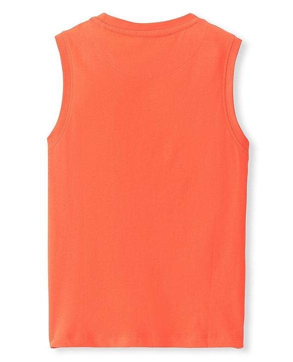 Pine Kids 100% Cotton Knit Sleeveless T-Shirt Varsity Print -Orange
