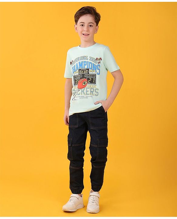 Pine Kids Cotton Half Sleeves T-Shirt Superbowl Print - Spa Retreat