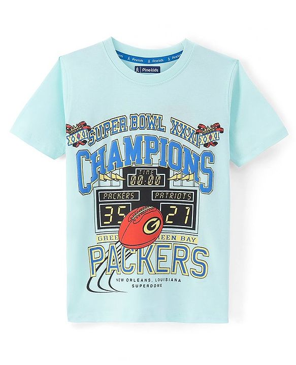 Pine Kids Cotton Half Sleeves T-Shirt Superbowl Print - Spa Retreat