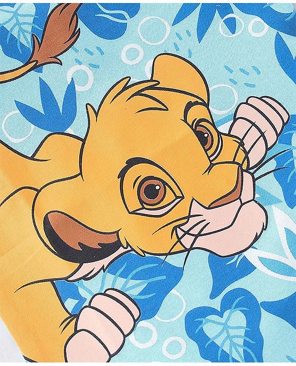 Babyhug Disney 100% Cotton Knit Half Sleeves Onesie With Lion King Print - Blue