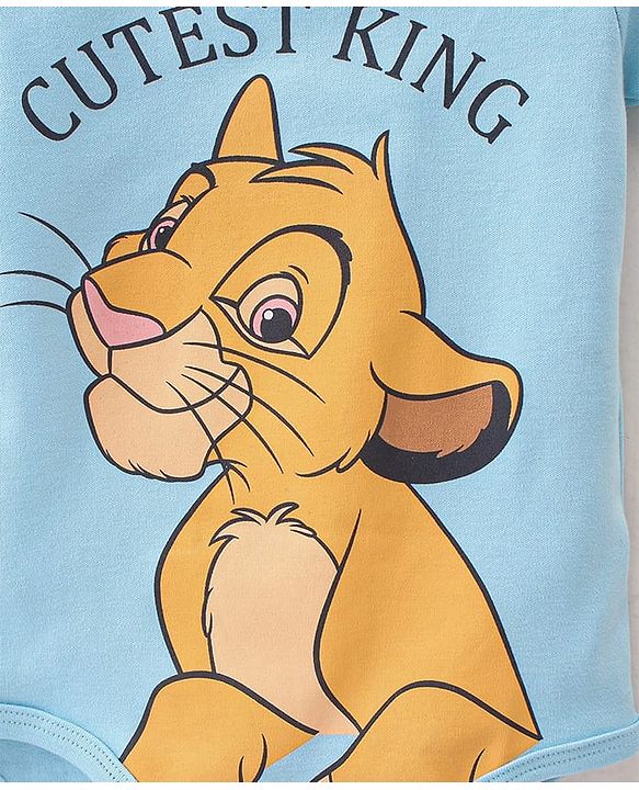 Babyhug Disney 100% Cotton Knit Half Sleeves Onesies With Lion King Graphics Pack Of 2 - Orange & Blue