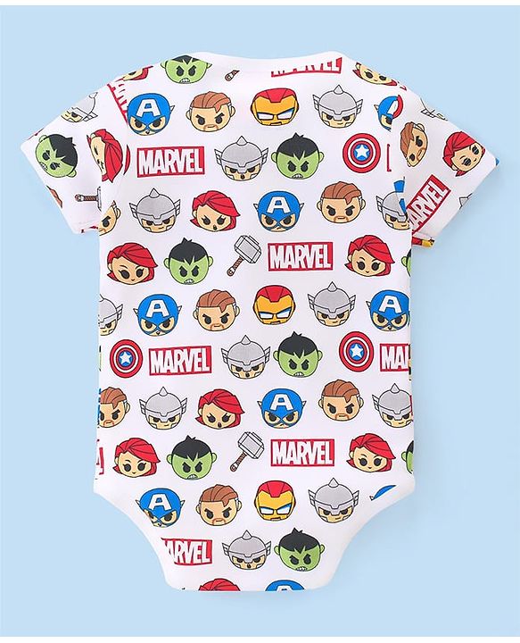Babyhug Marvel  100% Cotton Half Sleeves Onesies with Avengers Graphics Pack of 3 -Multicolour