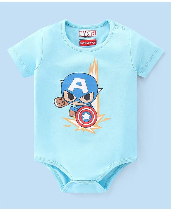 Babyhug Marvel  100% Cotton Half Sleeves Onesies with Avengers Graphics Pack of 3 -Multicolour