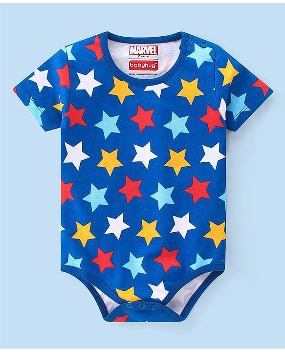Babyhug Marvel  100% Cotton Half Sleeves Onesies with Avengers Graphics Pack of 3 -Multicolour