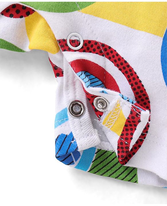 Babyhug Marvel Cotton Knit  Half Sleeves Romper with Pocket & Avengers  Print - Multicolour