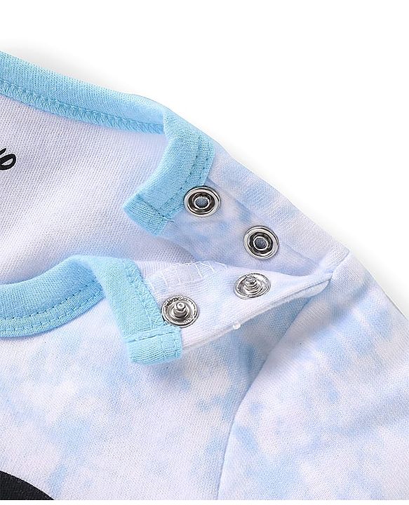Babyhug Disney Cotton Knit Half Sleeves Romper Tie & Dye With Mickey Mouse Graphics - Blue