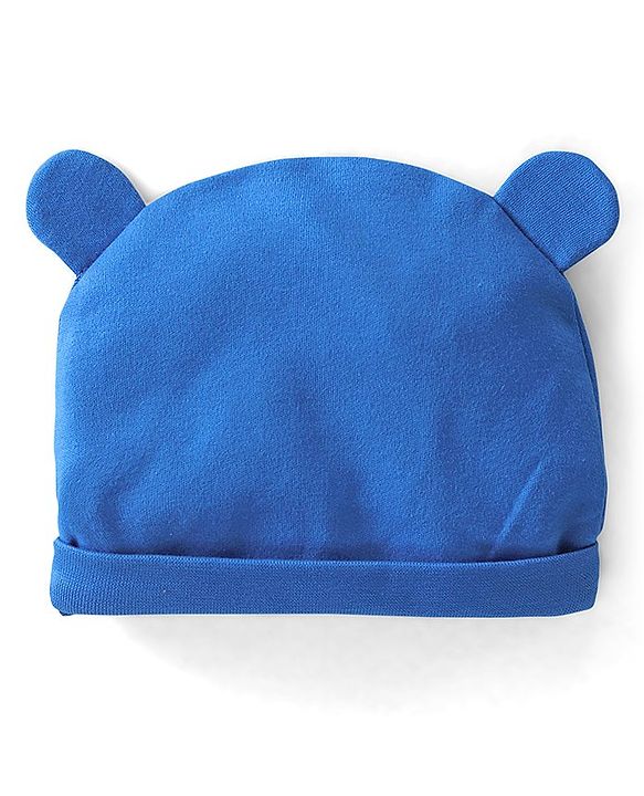 Babyhug Disney Interlock Cotton Knit Half Sleeves  Romper with Cap & Winnie the Pooh Graphics - Blue
