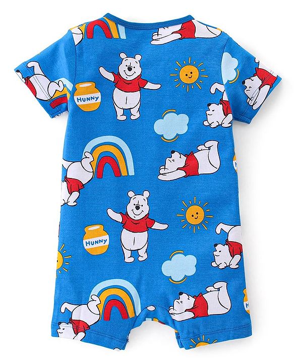 Babyhug Disney Interlock Cotton Knit Half Sleeves Romper Winnie The Pooh Print Pack of 2 - Multicolour