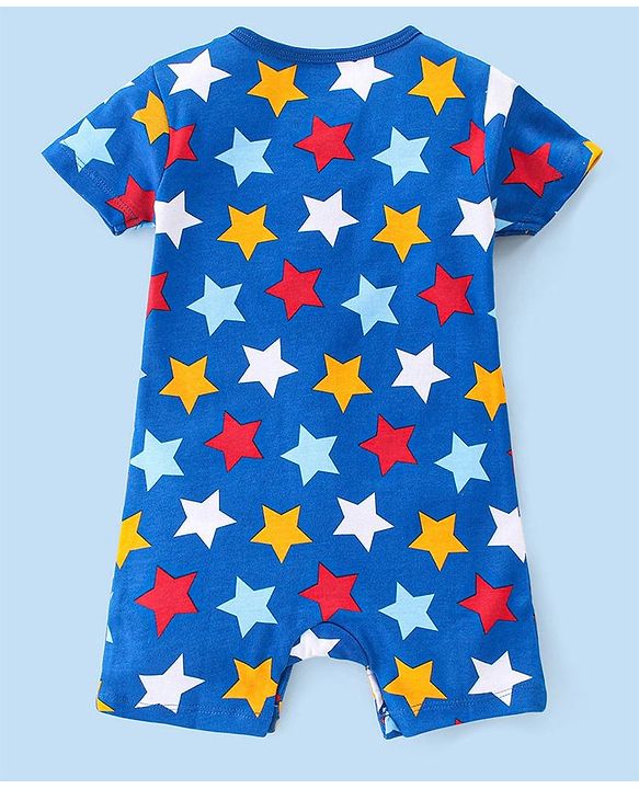 Babyhug Marvel Interlock Cotton Knit Half Sleeves Rompers Star & Avenger Print Pack of 2 - Multicolour