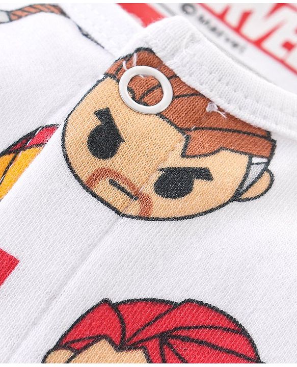 Babyhug Marvel Interlock Cotton Knit Half Sleeves Rompers Star & Avenger Print Pack of 2 - Multicolour