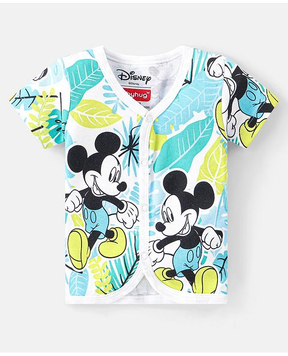 Babyhug Disney 100% Cotton Knit Half Sleeves Jhablas With Mickey Mouse Print Pack of 3 - Multicolour