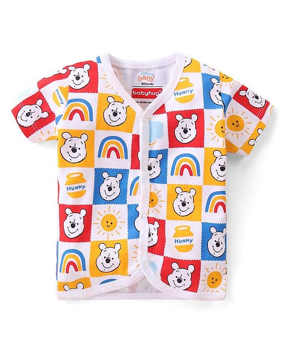 Babyhug Disney Cotton Interlock Half Sleeves Jhablas Winnie the Pooh Print Pack of 3 - Multicolour