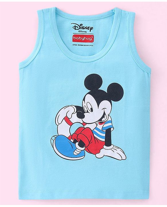 Babyhug Disney 100% Cotton Knit Sleeveless Star & Mickey Mouse Print Sando Pack of 3 - Multicolour