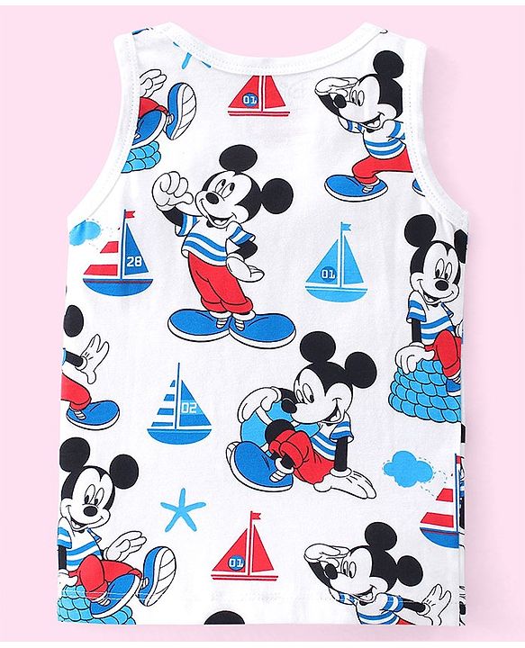 Babyhug Disney 100% Cotton Knit Sleeveless Star & Mickey Mouse Print Sando Pack of 3 - Multicolour