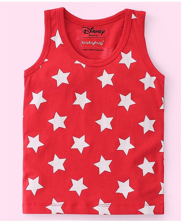Babyhug Disney 100% Cotton Knit Sleeveless Star & Mickey Mouse Print Sando Pack of 3 - Multicolour