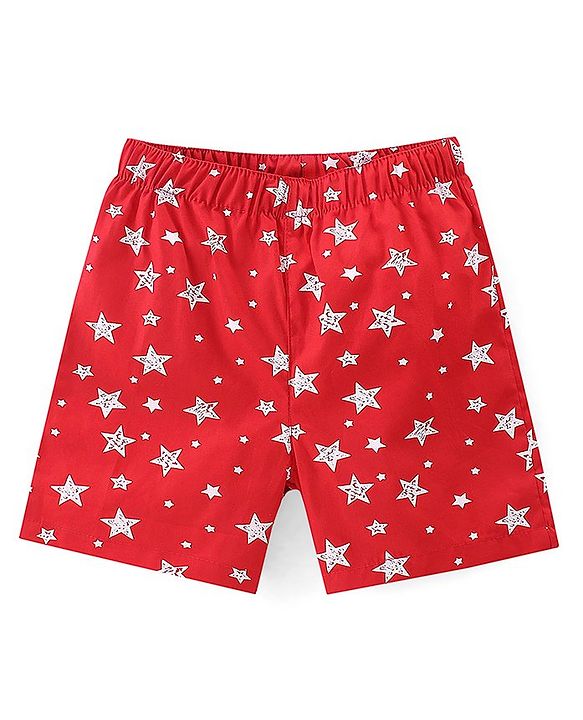 Babyhug Cotton Woven Regular Boxers Stars & Boats Print Pack of 3 - Blue Yellow & Red