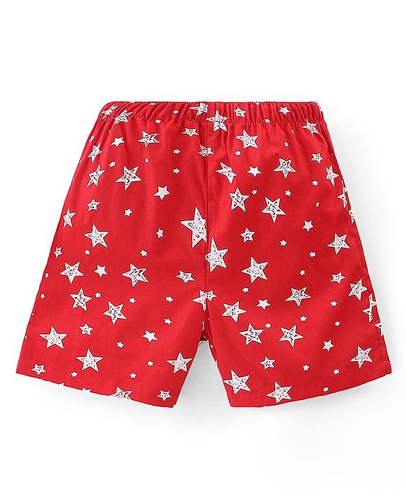 Babyhug Cotton Woven Regular Boxers Stars & Boats Print Pack of 3 - Blue Yellow & Red