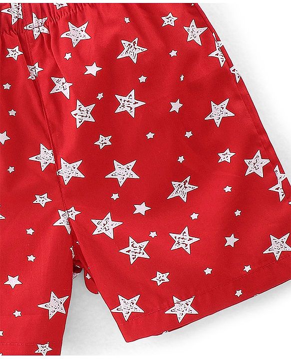 Babyhug Cotton Woven Regular Boxers Stars & Boats Print Pack of 3 - Blue Yellow & Red