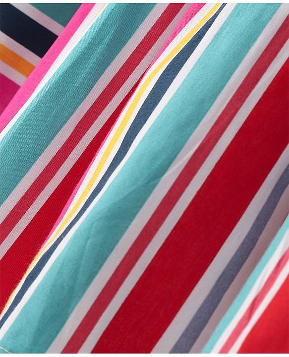 Babyhug 100% Cotton Poplin Woven Sleeveless Striped Frock - Multicolor