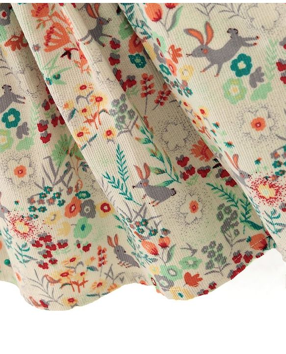 Babyhug Sleeveless Floral Print Frock with Inner T-Shirt  Solid Colour  -  Red & Cream