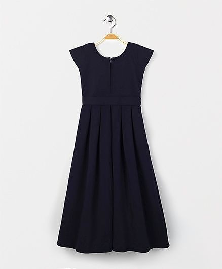 Babyhug Short Sleeves Party Wear Gown Sequined Design - Navy
