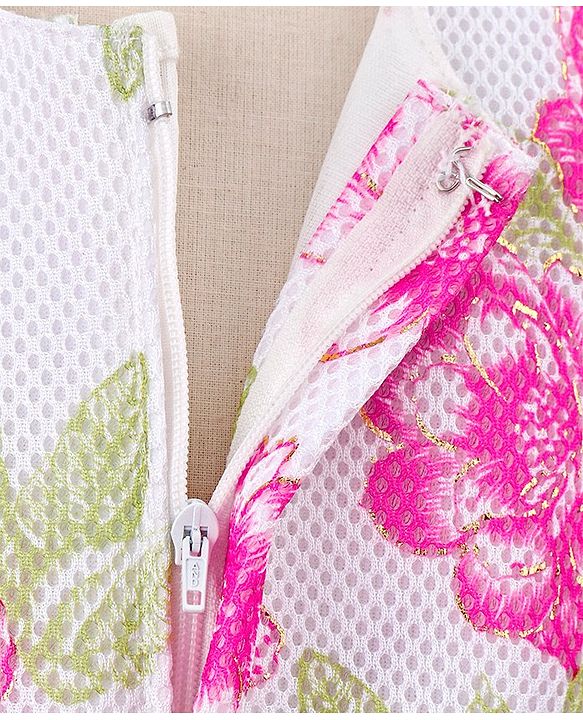 Babyhug Sleeveless Tiered Party Frock Floral Design - Pink