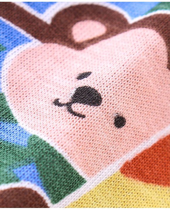 Babyhug Single Jersey Knit Half Sleeves Animal Print Night Suit - Multicolor