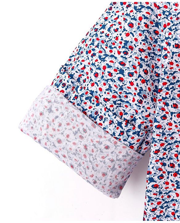 Babyhug Full Sleeves Party Wear Cotton Shirt With Bow - White