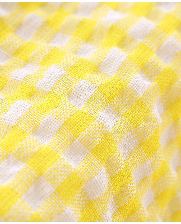 Babyhug Sleeveless Woven Checks Top - Yellow