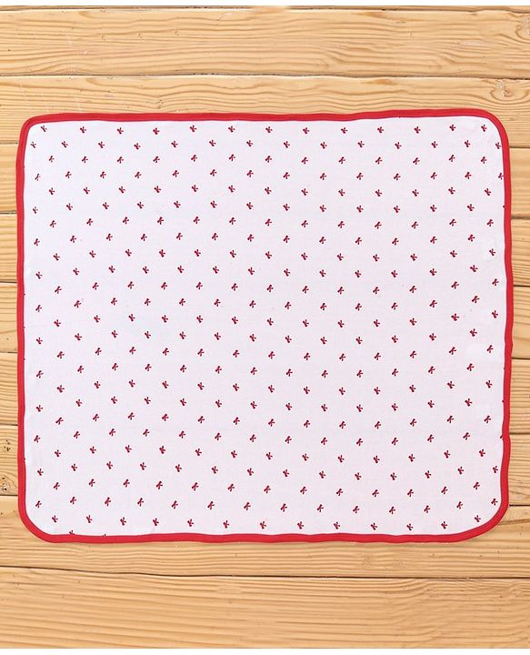 Babyhug Terry Knit Bow Print Towel Pack of 2 L 76.2 x B 76.2 cm- Red & White