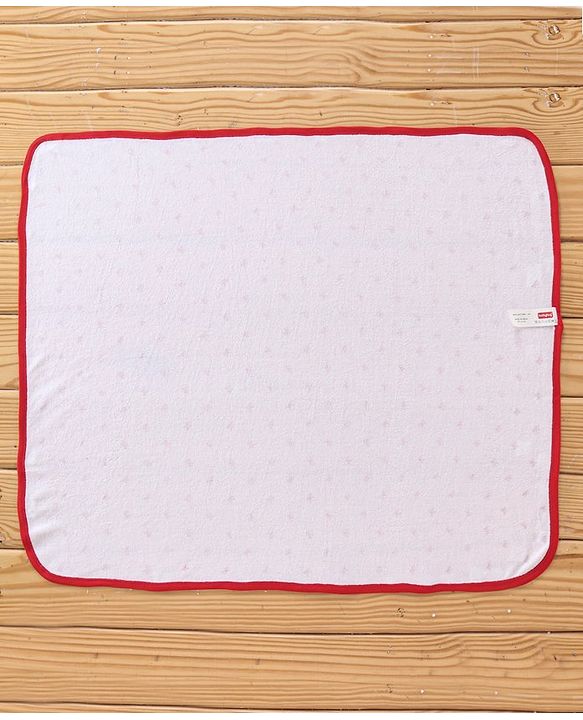 Babyhug Terry Knit Bow Print Towel Pack of 2 L 76.2 x B 76.2 cm- Red & White