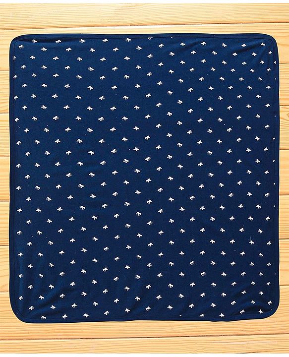 Babyhug Terry Towel Set Bow Print Pack of 2 L 76 x B 76 cm - Blue & White