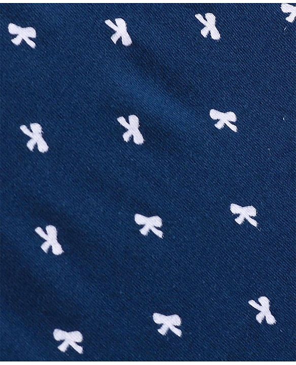 Babyhug Terry Towel Set Bow Print Pack of 2 L 76 x B 76 cm - Blue & White