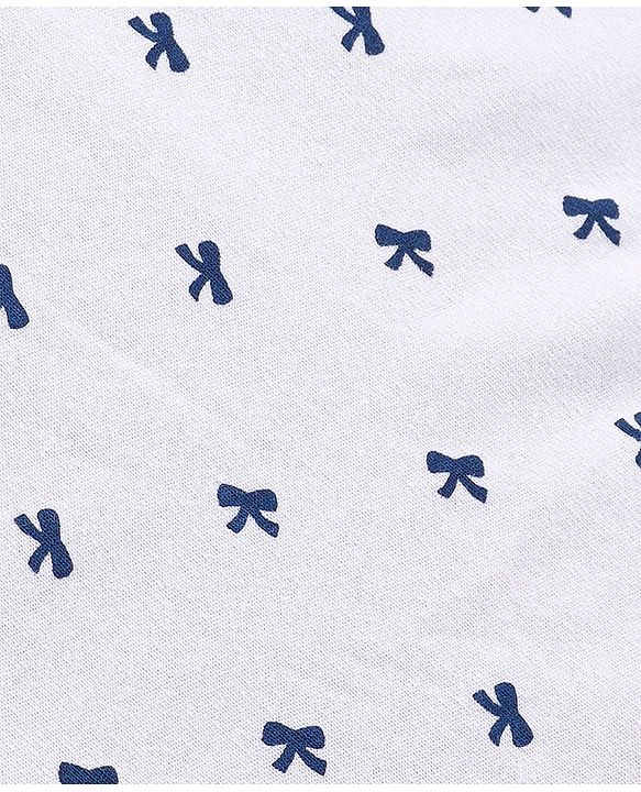Babyhug Terry Towel Set Bow Print Pack of 2 L 76 x B 76 cm - Blue & White